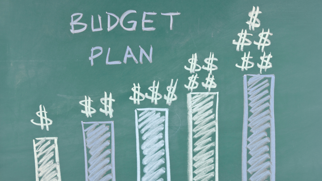 Budget plan chalkboard chart illustrating financial planning and property management accounting services for HOA and condominium associations