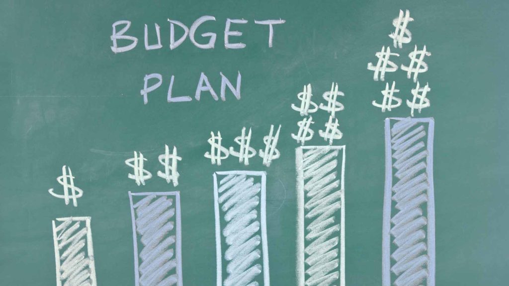 Budget plan chalkboard chart illustrating financial planning and property management accounting services for HOA and condominium associations